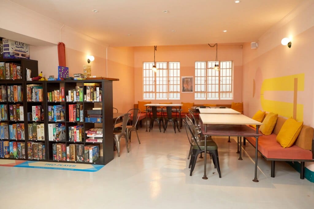 Seating and Games area at Draughts London
