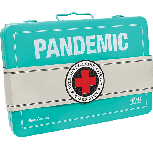10th Anniversary Edition of Pandemic packed in a gorgeous sky-blue metal box